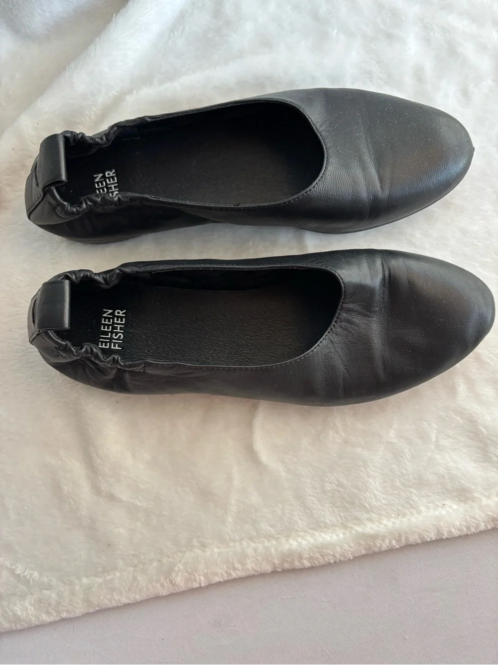 Eileen Fisher Naomi Nappa Leather Ballet Flat Black Size 7.5